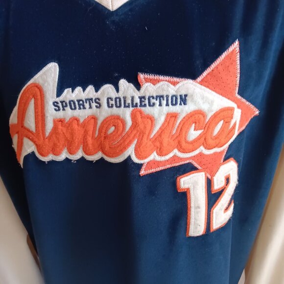 Vintage XL 90's Sweatshirt Pullover Delf Sports "America" Embroidered Jersey - Picture 2 of 7